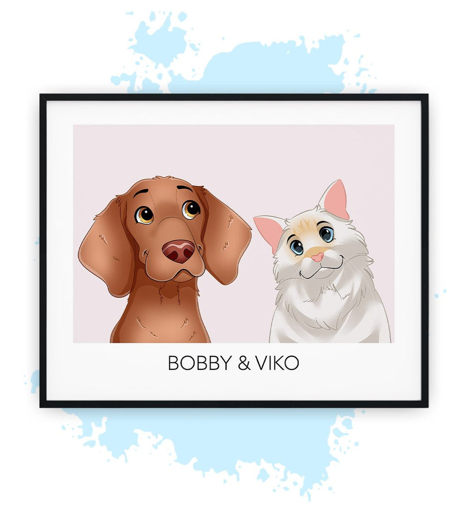 Twee-Roze-Poster met lijst-30x40 CM