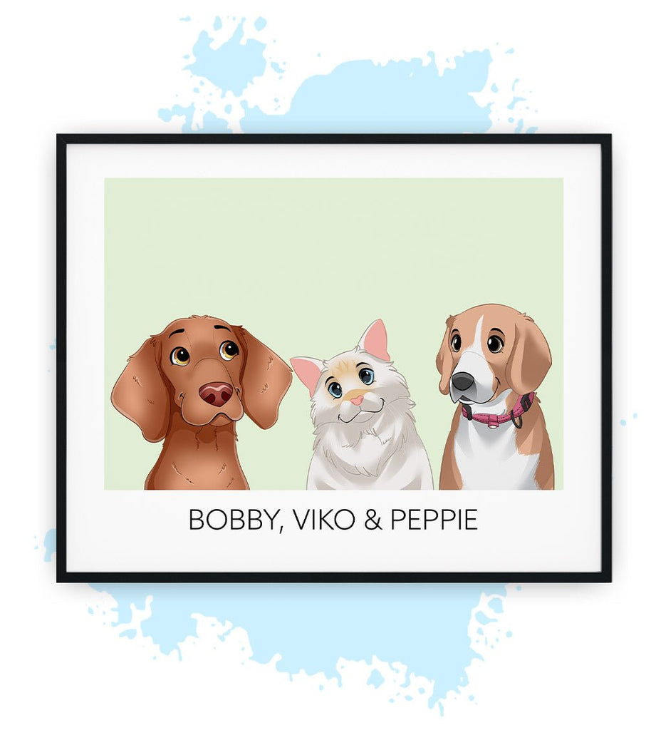 Drie-Groen-Poster met lijst-30x40 CM