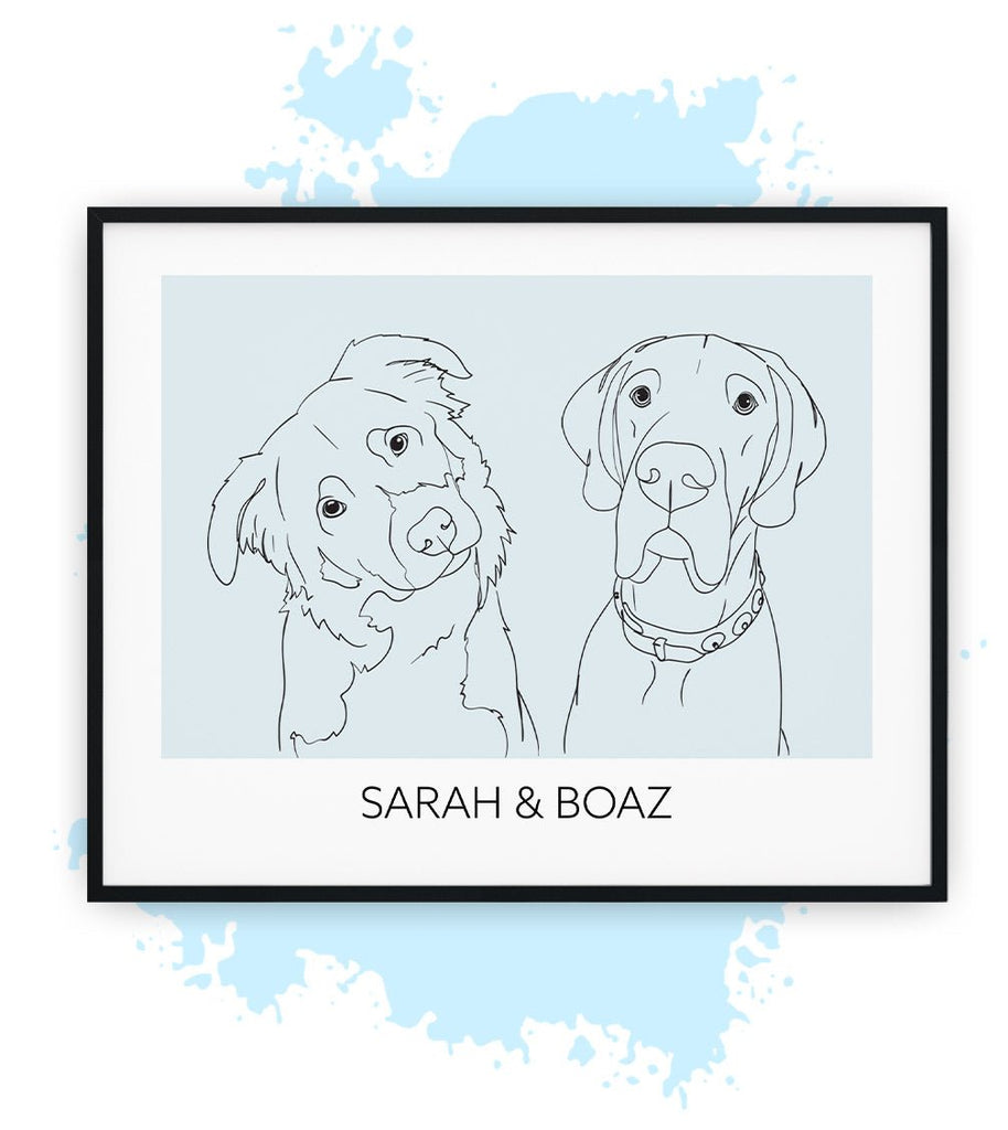 Twee-Blauw-Poster met lijst-30x40 CM