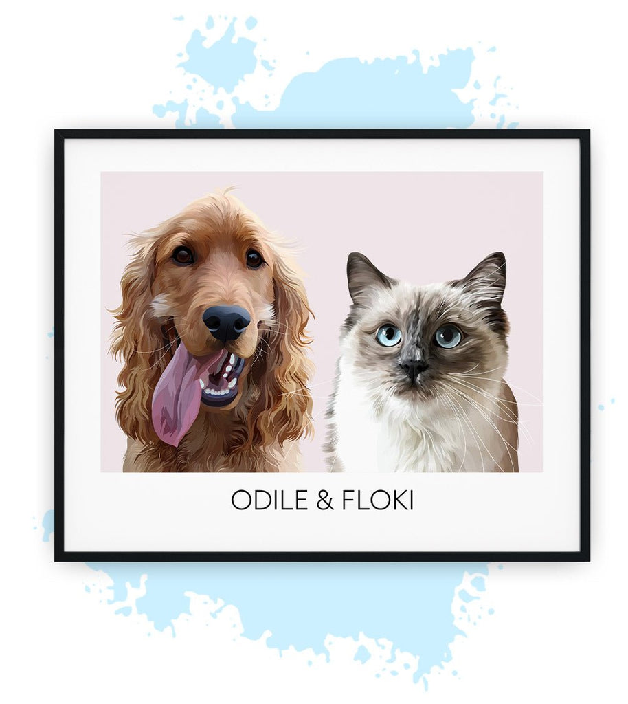 Twee-Roze-Poster met lijst-30x40 CM