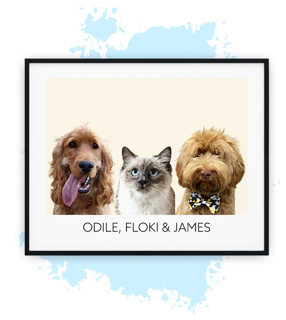 Drie-Geel-Poster met lijst-30x40 CM