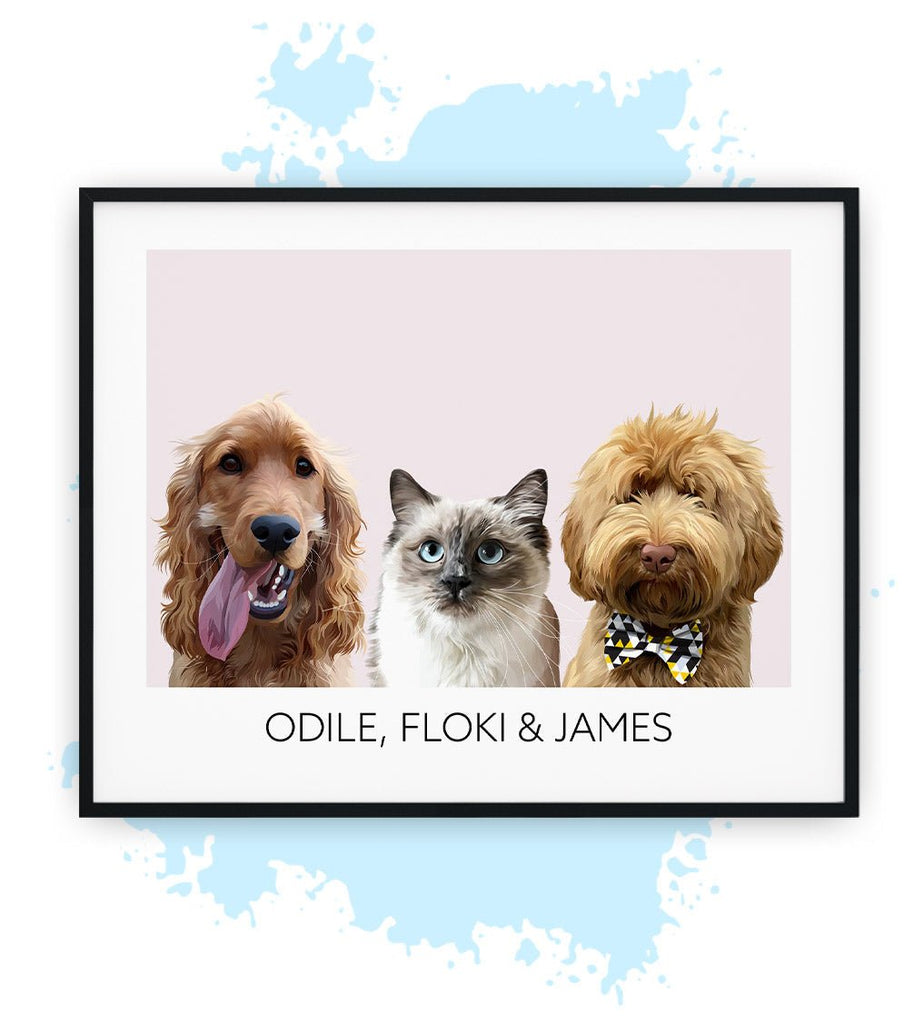 Drie-Roze-Poster met lijst-30x40 CM